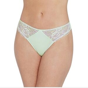 Skarlett Blue Minx No-Show Comfortable Lace Thong Blue/pink Orchi Size XL NWT